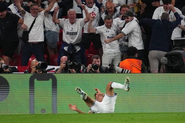 Brenan Johnson of Tottenham Hotspur celebrates the 1-0 Tottenham Hotspur v Manchester United, ManU UEFA Europa League match, Final. Football, San Mames Stadium, Bilbao, Spain - 21 May 2025 Editorial use only  Copyright: xBlanco Pressinphoto Shutterstockx 15313878ak