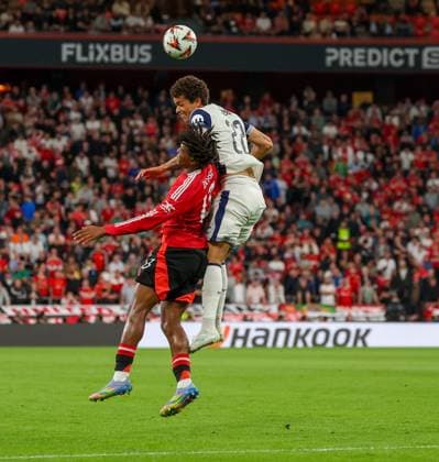 May 21, 2025, Bilbao, Catalogna, Spagna: During the UEFA Europa League Final 2024 25 match on 21 05 2025 in Bilbao, between the English teams Manchester United, ManU vs Tottenham at the San MamoÂ¨s stadium.In Photo: Brennan Johnson of FC Tottenham Hotspur - Patrick Dorgu of FC Manchester United Bilbao Spagna - ZUMAs236 20250521_aap_s236_117 Copyright: xFabioxSassox
