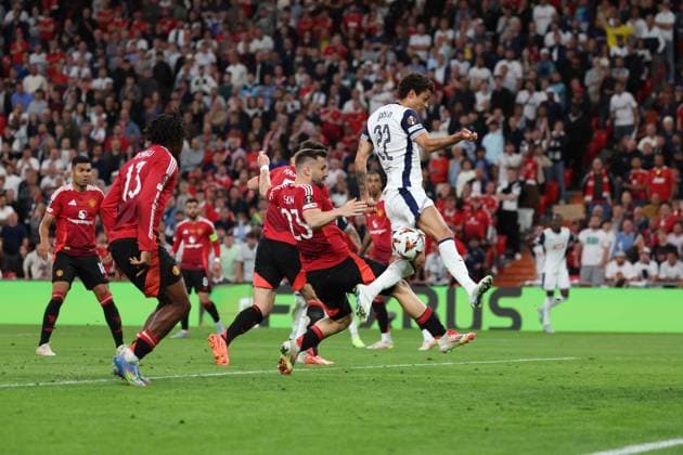 May 21, 2025, Bilbao, Catalogna, Spagna: During the UEFA Europa League Final 2024 25 match on 21 05 2025 in Bilbao, between the English teams Manchester United, ManU vs Tottenham at the San MamoÂ¨s stadium.In Photo: goal the Brennan Johnson of FC Tottenham Hotspur Bilbao Spagna - ZUMAs236 20250521_aap_s236_129 Copyright: xFabioxSassox