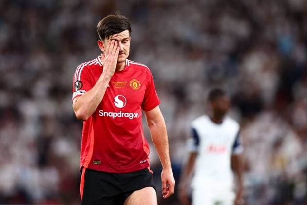 Harry Maguire of Manchester United, ManU appears dejected Tottenham Hotspur v Manchester United, Europa League Final, Football, San Mames Stadium, Bilbao, Spain - 21 May 2025 EDITORIAL USE ONLY No use with unauthorised audio, video, data, fixture lists, club league logos or live services. Online in-match use limited to 120 images, no video emulation. No use in betting, games or single club league player publications. Copyright: xJamesxMarsh Shutterstockx 15312890du