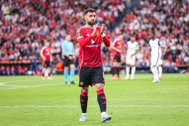 BILBAO 21.05.2025 FINAL LIGA EUROPY UEFA SEZON 2024 25 --- UEFA EUROPA LEAGUE FINAL MATCH SEASON 2024 25 IN BILBAO: TOTTENHAM HOTSPUR - Manchester United, ManU NZ BRUNO FERNANDES FOT. ERNEST KOLODZIEJ 400mm.pl NEWSPIX.PL --- newspix.pl 