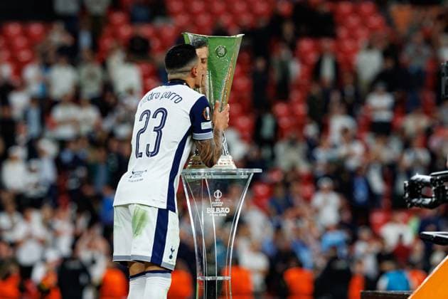 Pedro Porro seen during UEFA Europa League 2025 final game between Tottenham Hotspur FC and Manchester United, ManU FC (Maciej Rogowski) Bilbao San Mames Spain Copyright: xMaciejxRogowskix tottenhammanu2425-024