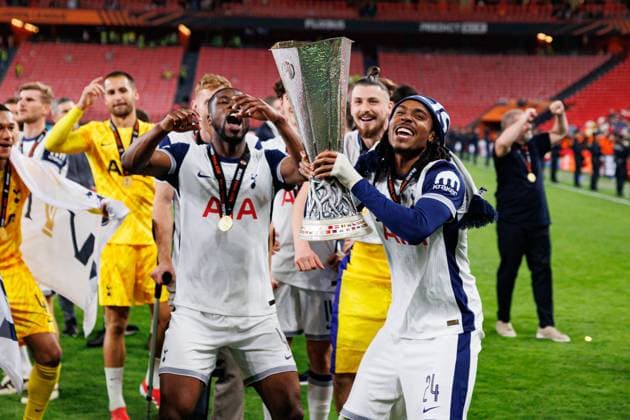 Djed Spence seen during UEFA Europa League 2025 final game between Tottenham Hotspur FC and Manchester United, ManU FC (Maciej Rogowski) Bilbao San Mames Spain Copyright: xMaciejxRogowskix tottenhammanu2425-092