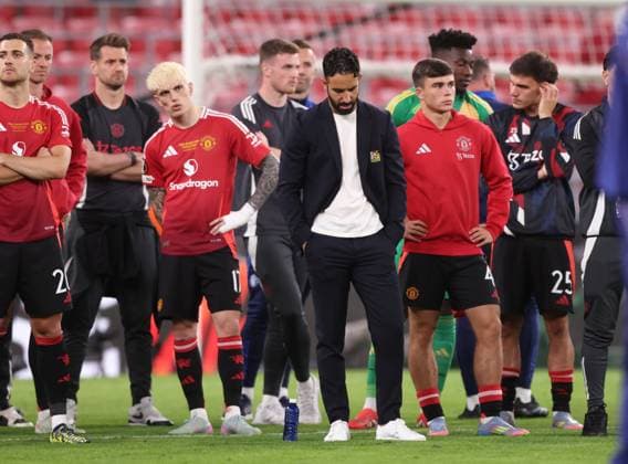 Bilbao, Spain, 21st May 2025. Ruben Amorim manager of Manchester United, ManU looks dejected after the Tottenham Hotspur vs Manchester United UEFA Europa League Final match at San Mames, Bilbao. Picture credit should read: David Klein Sportimage EDITORIAL USE ONLY. No use with unauthorised audio, video, data, fixture lists, club league logos or live services. Online in-match use limited to 120 images, no video emulation. No use in betting, games or single club league player publications. SPI_249_DK_Tottenham_Man_Utd SPI-3943-0252