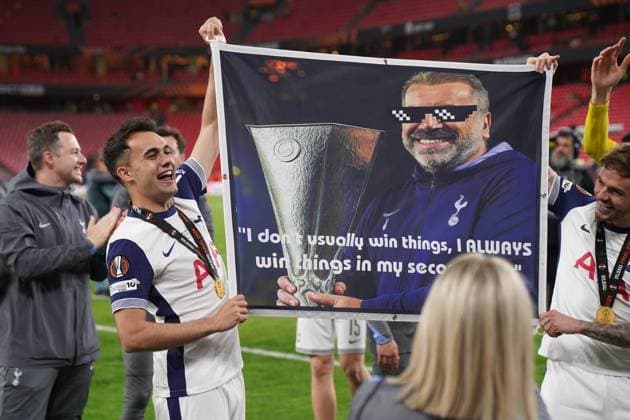2025 UEFA Europa League Final: Tottenham Hotspur F.C. vs. Manchester United, ManU F.C. Tottenham are crowned champions after the 2025 UEFA Europa League Final: Tottenham Hotspur F.C. vs. Manchester United F.C. match on 21 May 2025, at San Mames Stadium, in Bilbao, Spain Bilbao San Mames Stadium Spain Copyright: xAlexandraxFechetex DSC02112