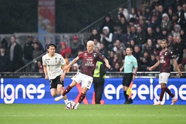 FC Metz v Stade de Reims - Playoffs Ligue 1 McDonald s Ligue 2 BKT 2024 2025, first leg 17 Keito NAKAMURA (sdr) - 07 Gauthier HEIN (fcm) during the playoffs match between Metz and Reims at Stade Saint-Symphorien on May 21, 2025 in Metz, France. Metz France  Copyright: xFEPx 776325767