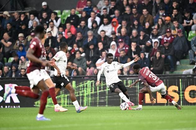 FC Metz v Stade de Reims - Playoffs Ligue 1 McDonald s Ligue 2 BKT 2024 2025, first leg 87 Ange Martial TIA (sdr) during the playoffs match between Metz and Reims at Stade Saint-Symphorien on May 21, 2025 in Metz, France. Metz France  Copyright: xFEPx 776325767
