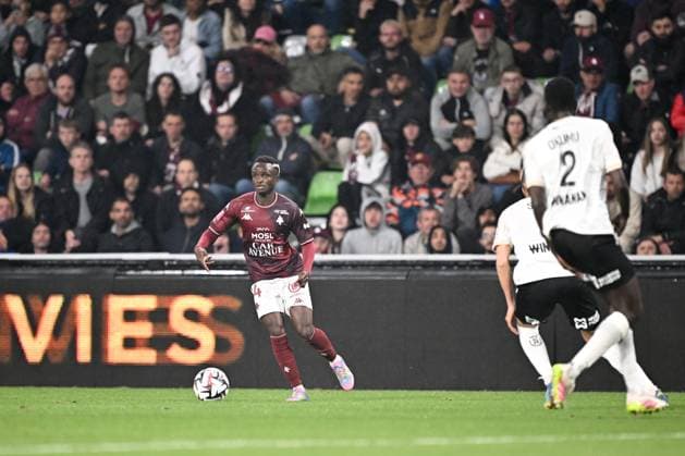 FC Metz v Stade de Reims - Playoffs Ligue 1 McDonald s Ligue 2 BKT 2024 2025, first leg 14 Cheikh SABALY (fcm) during the playoffs match between Metz and Reims at Stade Saint-Symphorien on May 21, 2025 in Metz, France. Metz France  Copyright: xFEPx 776325767
