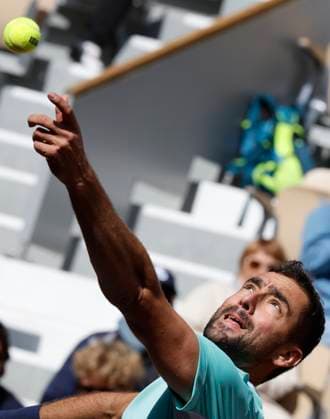 May 22, 2025, Paris, Paris, France: Marin Cilic (CRO) in action during the qualification of the tennis Grand Slam of Roland Garros 2025, match between Marin Cilic (CRO) and Pol Martin Tiffon (ESP) Pol Martin Tiffon (ESP) at Roland Garros Stadium - on May 22 2025.Paris - France Paris France - ZUMAb253 20250522_zsp_b253_009 Copyright: xLoicxBaratouxx