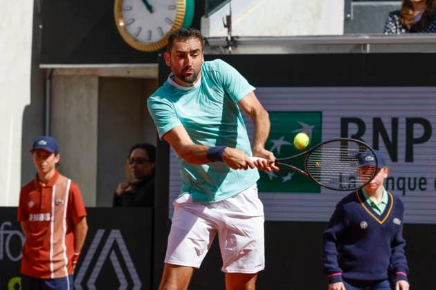 May 22, 2025, Paris, Paris, France: Marin Cilic (CRO) in action during the qualification of the tennis Grand Slam of Roland Garros 2025, match between Marin Cilic (CRO) and Pol Martin Tiffon (ESP) Pol Martin Tiffon (ESP) at Roland Garros Stadium - on May 22 2025.Paris - France Paris France - ZUMAb253 20250522_zsp_b253_010 Copyright: xLoicxBaratouxx