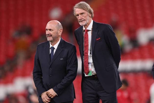 Bilbao, Spain, 21st May 2025. Jim Ratcliffe (R), CEO of INEOS after the Tottenham Hotspur vs Manchester United, ManU UEFA Europa League Final match at San Mames, Bilbao. Picture credit should read: David Klein Sportimage EDITORIAL USE ONLY. No use with unauthorised audio, video, data, fixture lists, club league logos or live services. Online in-match use limited to 120 images, no video emulation. No use in betting, games or single club league player publications. SPI_320_DK_Tottenham_Man_Utd SPI-3943-0336