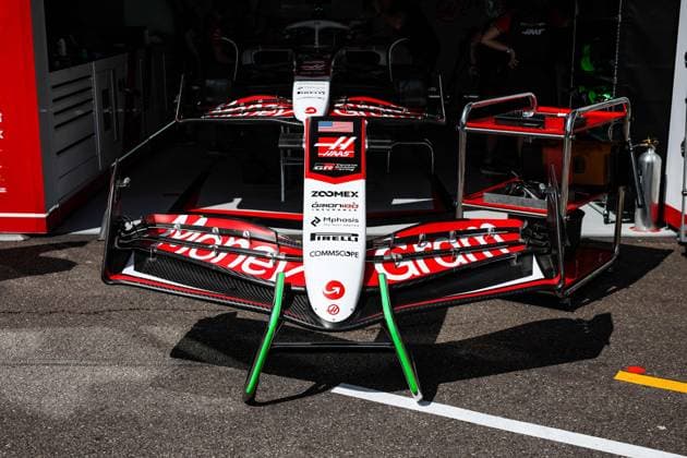 F1 - MONACO GRAND PRIX 2025 Haas F1 Team VF-25, Mechanical detail of front wing during the Formula 1 Tag Heuer Grand Prix de Monaco, 8th round of the 2025 FIA Formula One World Championship, WM, Weltmeisterschaft from May 23 to 25, 2025 on the Circuit de Monaco, in Monte-Carlo, Monaco - Monte-CarloMonaco  Copyright: xFLORENTxGOODENx