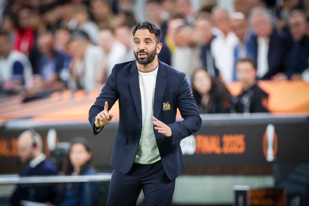 Tottenham Hotspur FC v Manchester United, ManU FC Manchester United Manager Head Coach Ruben Amorim gestures smiles during the Tottenham Hotspur FC v Manchester United FC UEFA Europa League Final at the Estadio de San MamÃ s, Bilbao, Biscay, Spain on 21 May 2025 Credit: Phil Duncan Every Second Media Editorial use only. All images are copyright Every Second Media Limited. No images may be reproduced without prior permission. Copyright: xIMAGO EveryxSecondxMediax ESM-1482-0061 PhilxDuncanx xEveryxSecondxMediax