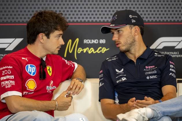 MONACO - (VLNR) Charles Leclerc (Ferrari) and Pierre Gasly (Alpine) during the press conference, PK, Pressekonferenz at the Circuit de Monaco ahead of the Monaco Grand Prix. ANP SANDER KING xVIxANPxSportx xxANPxIVx 528308127 originalFilename: 528308127.jpg