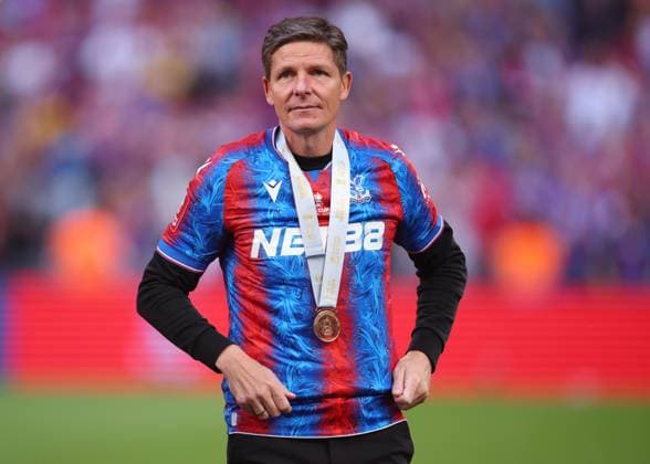 Crystal Palace v Manchester City - Emirates FA Cup Final Oliver Glasner, Manager of Crystal Palace with winners medal wearing a Crystal Palace shirt after winning the Emirates FA Cup Final match between Crystal Palace and Manchester City at Wembley Stadium on May 17, 2025 in London, England. London Wembley Stadium England United Kingdom Copyright: xEdxSykes Sportsphoto APLx 14127447