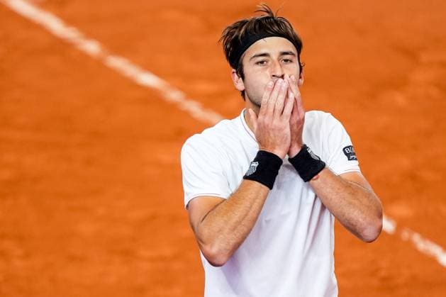 HAMBURG, GERMANY - MAY 22: Tomas Martin Etcheverry of Argentina reacts after matchpoint in his Men s Singles Quarter Final match against Jiri Lehecka of Czech Republic during Day Six of the Bitpanda Hamburg Open at Am Rothenbaum on May 22, 2025 in Hamburg, Germany. (Photo by Rene Nijhuis) SPO  Copyright: xRenexNijhuis