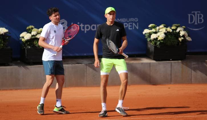 ATP 500, Bitpanda Hamburg Open, quarter-finals in doubles Max Hans Rehberg l and Justin Engel r