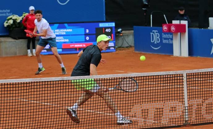 ATP 500, Bitpanda Hamburg Open, quarter-finals in doubles Justin Engel at the net, Max Hans Rehberg at the back