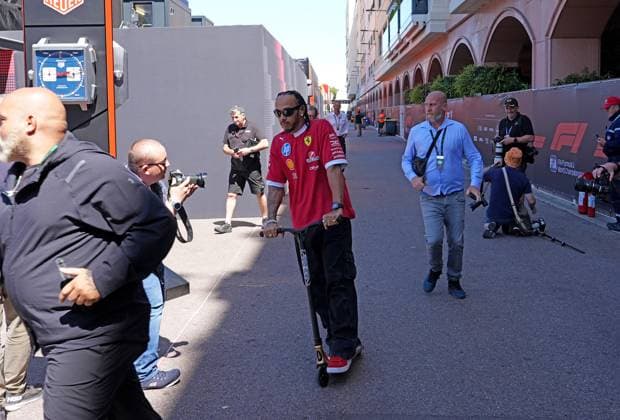 22 05 2025, Autodromo Enzo e Dino Ferrari, Imola, Formula 1 Grand Prix Emilia Romagna 2025 ,in the picture Lewis Hamilton GBR , Scuderia Ferrari HP with his bodyguards Photo by Alessandro Martellotta Hasan Bratic DeFodi Images