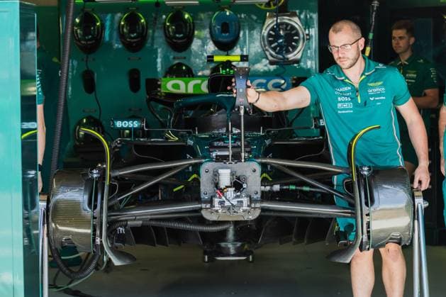 May 22, 2025, Monte Carlo, Monaco: Aston Martin AMR 25 and engineers in the garage during the Formula One Monaco Grand Prix. Monte Carlo Monaco - ZUMAs197 20250522_aaa_s197_127 Copyright: xJayxHiranox