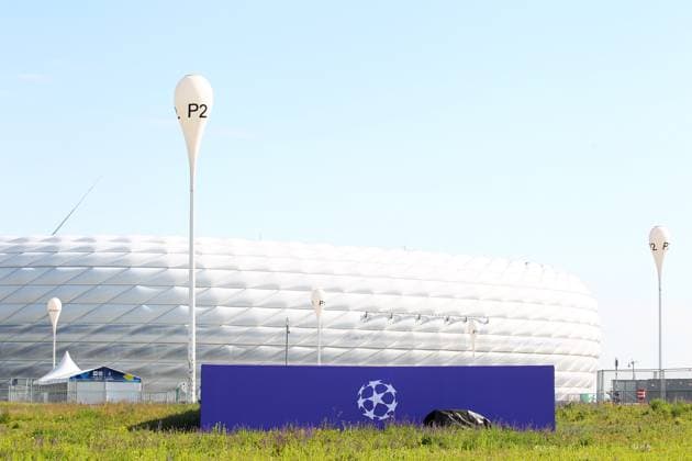 Allianz Arena Stadion Vorbereitung Final UEFA Champions League zwischen PSG and FC Inter Mailand , Fußball , in der Allianz Arena Stadion , München , Bayern , Deutschland . Mai 23 , 2025 . Photo by: Davide Elias Ipa Photo Pressefoto DENL Copyright: xDavidexEliasx