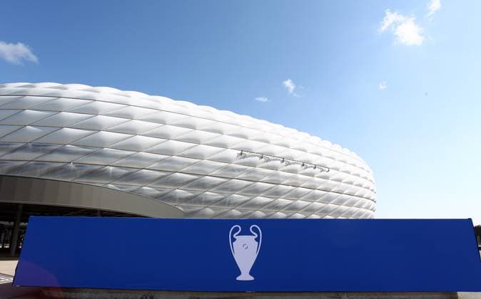 Allianz Arena Stadion Vorbereitung Final UEFA Champions League zwischen PSG and FC Inter Mailand , Fußball , in der Allianz Arena Stadion , München , Bayern , Deutschland . Mai 23 , 2025 . Photo by: Davide Elias Ipa Photo Pressefoto DENL Copyright: xDavidexEliasx