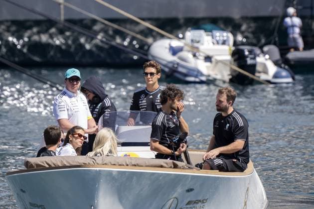 MONACO - George Russell (Mercedes) arrives prior to the first free practice session leading up to the Monaco Grand Prix. ANP SANDER KING xVIxANPxSportx xxANPxIVx 528389299 originalFilename: 528389299.jpg