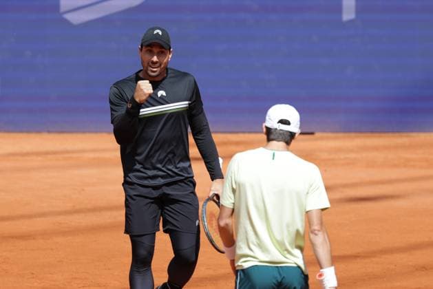 GER, Hamburg, xFSx , ATP 500 , Mens Tennis Tournament Bitpanda Hamburg Open 2025, Semifinals , Mens Doubles , 23 05 2025 , Fernando Romboli BRA winner fist, cheer Copyright: HMBxMedia FernandoxSoares