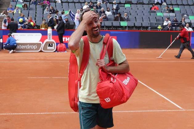GER, Hamburg, xFSx , ATP 500 , Mens Tennis Tournament Bitpanda Hamburg Open 2025, Semifinals , Mens Doubles , 23 05 2025 Andres Molteni ARG still cant believe hes in the final Copyright: HMBxMedia FernandoxSoares