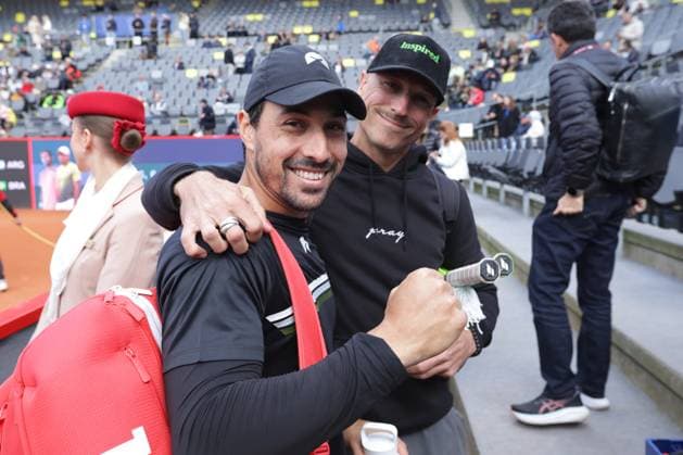GER, Hamburg, xFSx , ATP 500 , Mens Tennis Tournament Bitpanda Hamburg Open 2025, Semifinals , Mens Doubles , 23 05 2025 Fernando Romboli BRA Winner fist, cheer Copyright: HMBxMedia FernandoxSoares