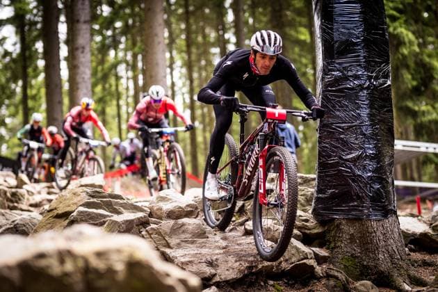 Christopher Blevins of USA during the training for Mountain bike cross country World Cup event, Nove Mesto na Morave, Czech Republic, May 23, 2025. (CTKxPhoto JaroslavxSvoboda) CTKPhotoP2025052303681  CTKPhotoP2025052303681