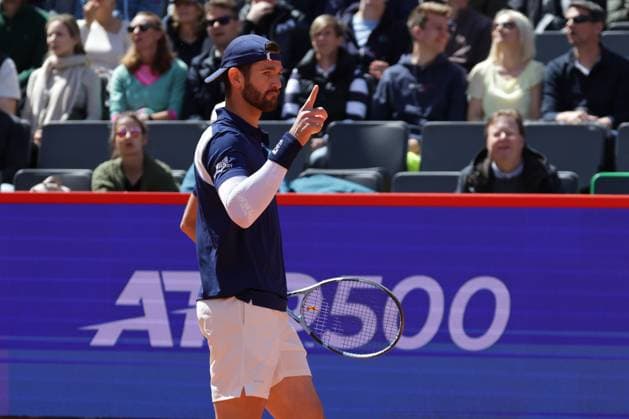 GER, Hamburg, xFSx , ATP 500 , Mens Tennis Tournament Bitpanda Hamburg Open 2025, Semifinals , Mens Doubles , 23 05 2025 Andrea Vavassori ITA Winner fist, cheer Copyright: HMBxMedia FernandoxSoares