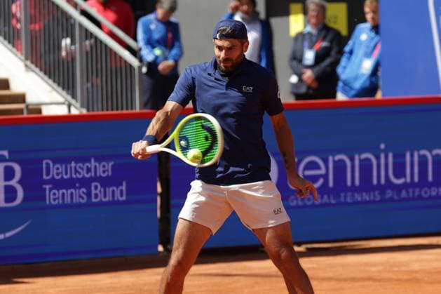 GER, Hamburg, xFSx , ATP 500 , Men Tennis Tournament Bitpanda Hamburg Open 2025, Semifinals , Men Doubles , 23 05 2025 Simone Bolelli ITA plays a backhand Copyright: HMBxMedia FernandoxSoares