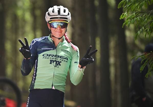 Rebecca Henderson of Australia during the training for Mountain bike cross country World Cup event, Nove Mesto na Morave, Czech Republic, May 23, 2025. (CTKxPhoto LubosxPavlicek) CTKPhotoP2025052303960  CTKPhotoP2025052303960