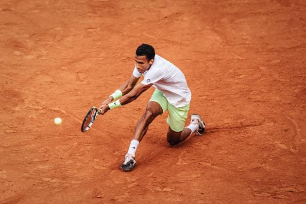 Tennis Men bitpanda Hamburg Open ATP 500 Felix Auger Aliassime CAN vs Andrei Andreyevich Rublev RUS 23 05 2025 Felix Auger Aliassime Backhand Hamburg Tennisstadion am Rothenbaum Hamburg Germany
