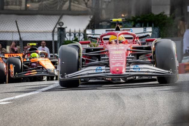 Formula 1 GP Monaco Friday, 23 05 2025 Lewis Hamilton 44, Scuderia Ferrari and Lando Norris 4, McLaren Formula 1 Team Formula 1 GP Monaco Friday, 23 05 2025 Copyright: xBEAUTIFULxSPORTS Erlhofx