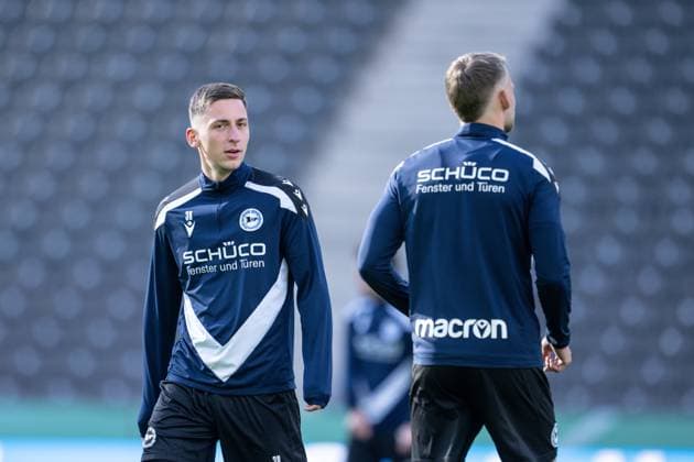 23 05 2025, Football, DFB Cup, DFB Final, Season 2024 2025, Final training DSC Arminia Bielefeld before the DFB Cup Final, Marius Wörl DSC Arminia Bielefeld Berlin Olympiastadion Berlin Germany xRHR PHOTO TKx Copyright: RHR-FOTOx RHR-FOTO TK