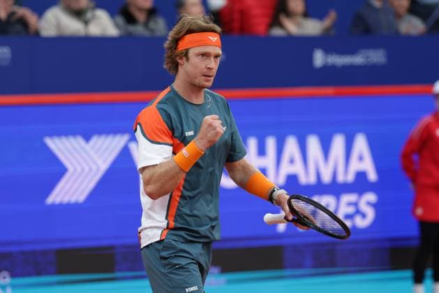GER, Hamburg, xFSx , ATP 500 , Mens Tennis Tournament Bitpanda Hamburg Open 2025, Semifinals , Mens Singles , 23 05 2025 Andrey Rublev RUS winner fist, cheer Copyright: HMBxMedia FernandoxSoares