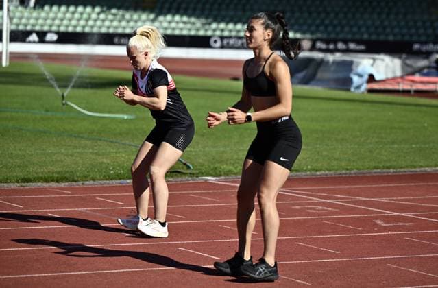 Athlete Kim Meylemans and Athlete Nicole Silveira pictured during the annual training camp of Team Belgium (19-25 05), in Rio Maior, Portugal, Friday 23 May 2025. ERICxLALMAND  x124989318x