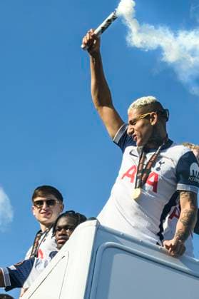 The Tottenham Hotspur Winners Parade, London, UK, on 23 May 2025. Richarlison, or Richarlison de Andrade, on the Tottenham Hotspur Winners Parade to celebrate their Europe League win, London, UK, on 23 May 2025. Spurs won the Europa League on Wednesday 21 May 2025., Credit:Tina Korhonen Avalon London  Copyright: xTinaxKorhonenx xAvalonx 1002547949