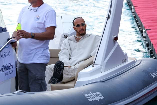 Lewis Hamilton Scuderia Ferrari HP arrives by boat at the paddock, 3 Free Practice, Monaco Grand Prix, Motorsport, Men, Formula 1, 24 05 2025 Monte Carlo Monaco MCO Copyright: xkolbert-press ChristianxKolbertx