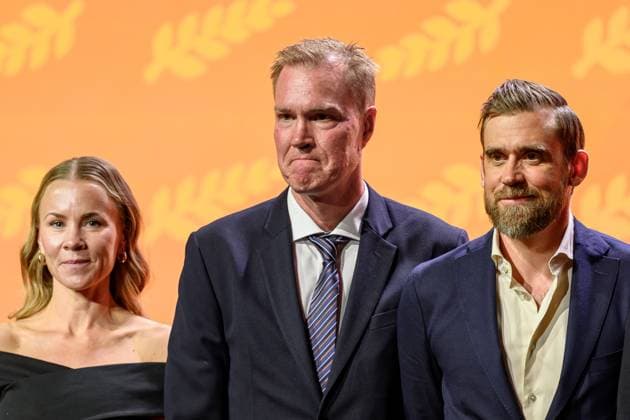250524 Anna Liv, wife of late Stefan Liv and Kenny Jönnson during the IIHF Contributors™ Award Ceremony on May 24, 2025 in Stockholm Photo Simon Hastegard BILDBYRAN kod SH SH0625 ishockey ice hockey presskonferens press conference bbeng  Copyright: SIMONxHASTEGARD BB250524SH006