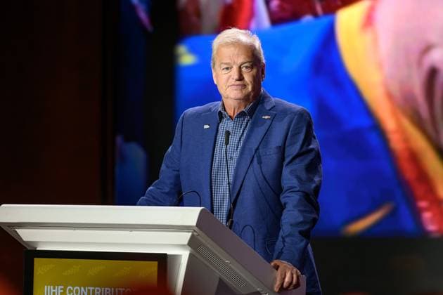 250524 Bengt Ake Gustafsson during the IIHF Contributors™ Award Ceremony on May 24, 2025 in Stockholm Photo Simon Hastegard BILDBYRAN kod SH SH0625 ishockey ice hockey presskonferens press conference bbeng  Copyright: SIMONxHASTEGARD BB250524SH016