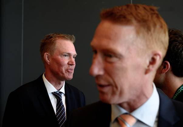 250524 Jörgen Jönsson and Kenny Jönsson after the IIHF Contributors™ Award Ceremony on May 24, 2025 in Stockholm Photo Simon Hastegard BILDBYRAN kod SH SH0625 ishockey ice hockey presskonferens press conference bbeng  Copyright: SIMONxHASTEGARD BB250524SH020