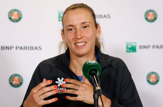 Belgian Elise Mertens pictured during a press conference, PK, Pressekonferenz of Mertens at the Roland Garros French Open tennis tournament, in Paris, France, Saturday 24 May 2025. The Roland Garros Grand Slam takes place from 24 May to 8 June 2025. BENOITxDOPPAGNE  x125071082x