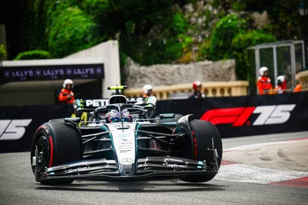 12 Kimi Antonelli Of The Team Mercedes-Amg Petronas Formula One Team, Mercedes W16 ,They Face Practice Session ,During Fia Formula One World Championship, WM, Weltmeisterschaft F1 Monaco Grand Prix 2025, 23 May In Monte Carlo , Monaco  Copyright: xLucaxBarsali IPAxSportx xipa-agency.netx xx IPA_58164897 IPA_Agency_IPA58164897