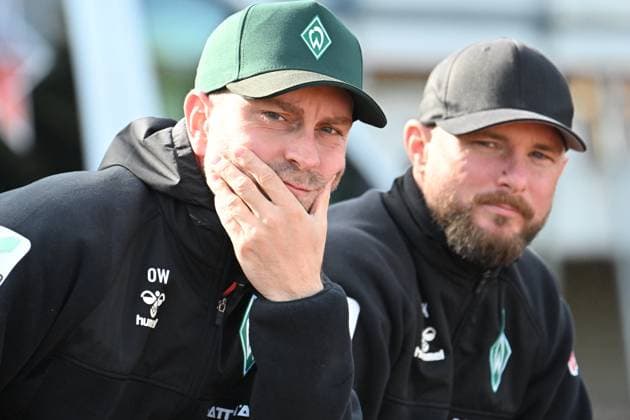 GER , FSP OSC Bremerhaven vs SV Werder Bremen GER 23 05 2025, Nordsee Stadion, Bremerhaven, GER , FSP OSC Bremerhaven vs SV Werder Bremen GER in picture Ole Werner SV Werder Bremen coach gestures, facial expressions, emotions nordphotoxGmbHxx xKokenge nph00001