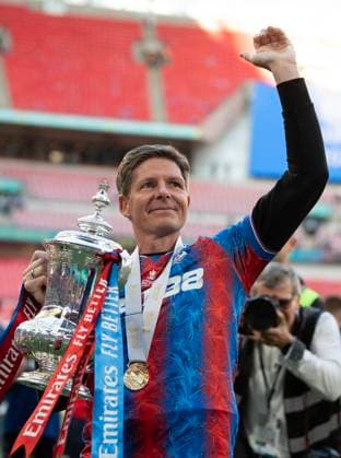 Crystal Palace v Manchester City - Emirates FA Cup Final LONDON, ENGLAND - MAY 17: Crystal Palace manager Oliver Glasner celebrates after winning the Emirates FA Cup Final match between Crystal Palace and Manchester City at Wembley Stadium on May 17, 2025 in London, England. London Wembley Stadium England United Kingdom Copyright: xVisionhausx 776318008
