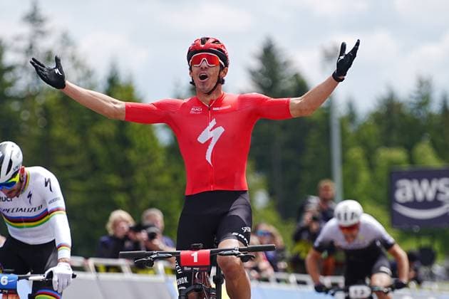 Christopher Blevins of USA won short track during the Mountain bike cross country World Cup event, Nove Mesto na Morave, Czech Republic, May 24, 2025. (CTKxPhoto JaroslavxSvoboda) CTKPhotoP2025052402308  CTKPhotoP2025052402308