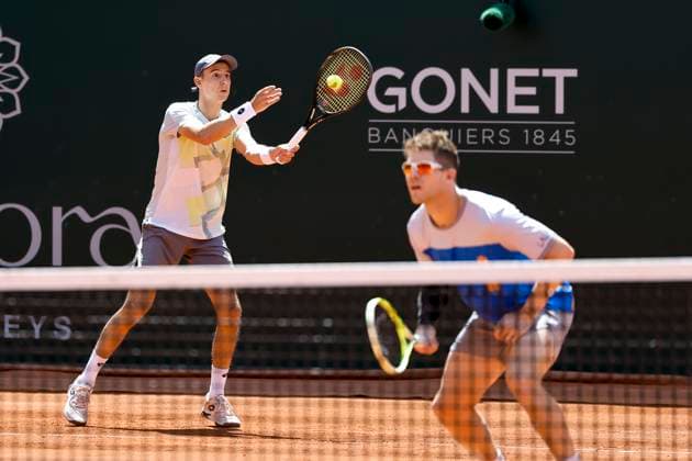Joran Vliegen BEL and Ariel Behar URU , Switzerland, Tennis, Gonet Geneva Open ATP 250 , Final Doubles,2025, Ariel Behar URU Joran Vliegen BEL vs Sadio Doumbia FRA Fabien Reboul FRA , 24 05 2025, Parc des Eaux Vives, Geneva, Switzerland Geneva Parc des Eaux Vives Geneva Switzerland Copyright: xGrantxHubbsx